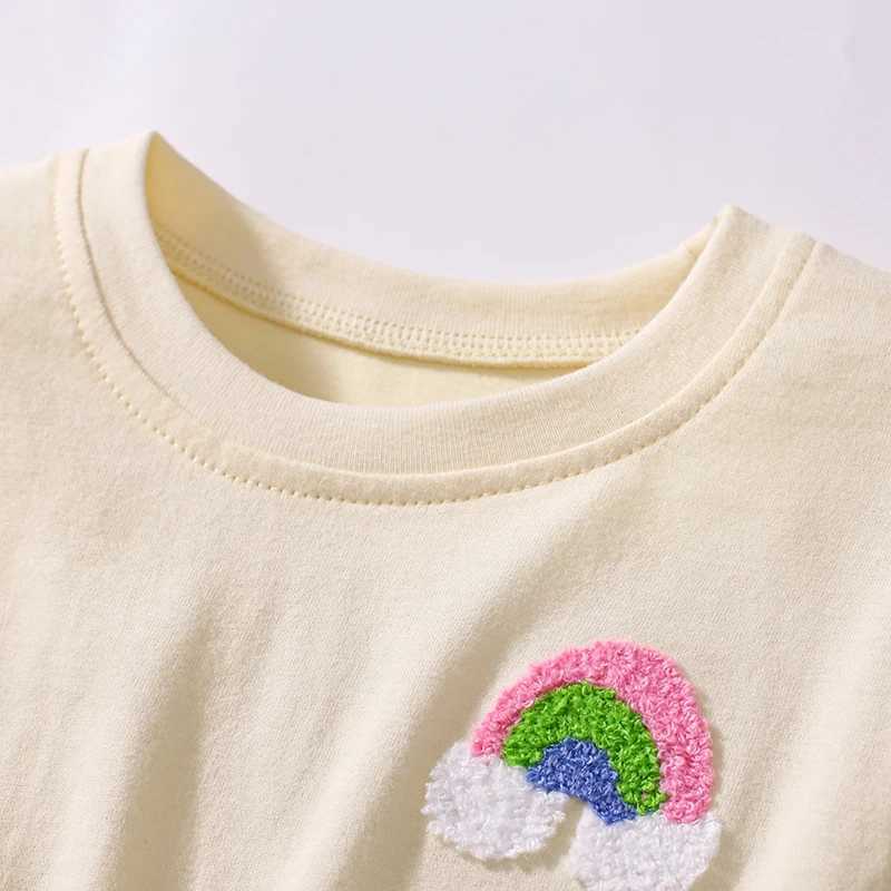 Little maven Baby Girls 2025 New Summer Kids Clothes Childrens Clothing Cotton Embroidered Cartoon Rainbow Mesh Dresses Gifts C250916