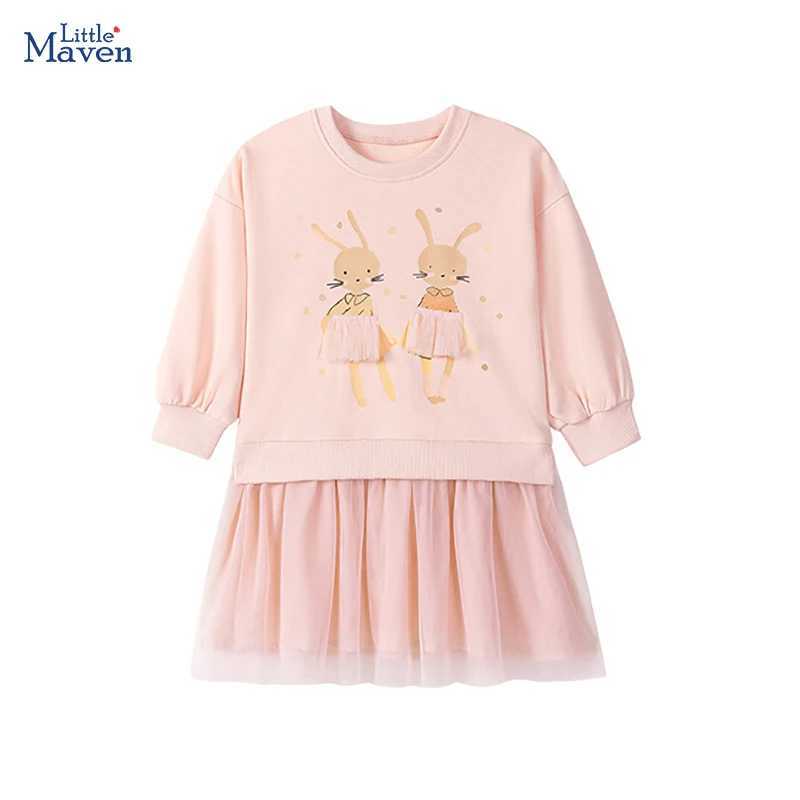 Little maven Animal Rabbit Girls Autumn Dresses Autumn Baby Girls Long Sleeve Dresses Children Casual Dress Kids Mesh Dresses C250916