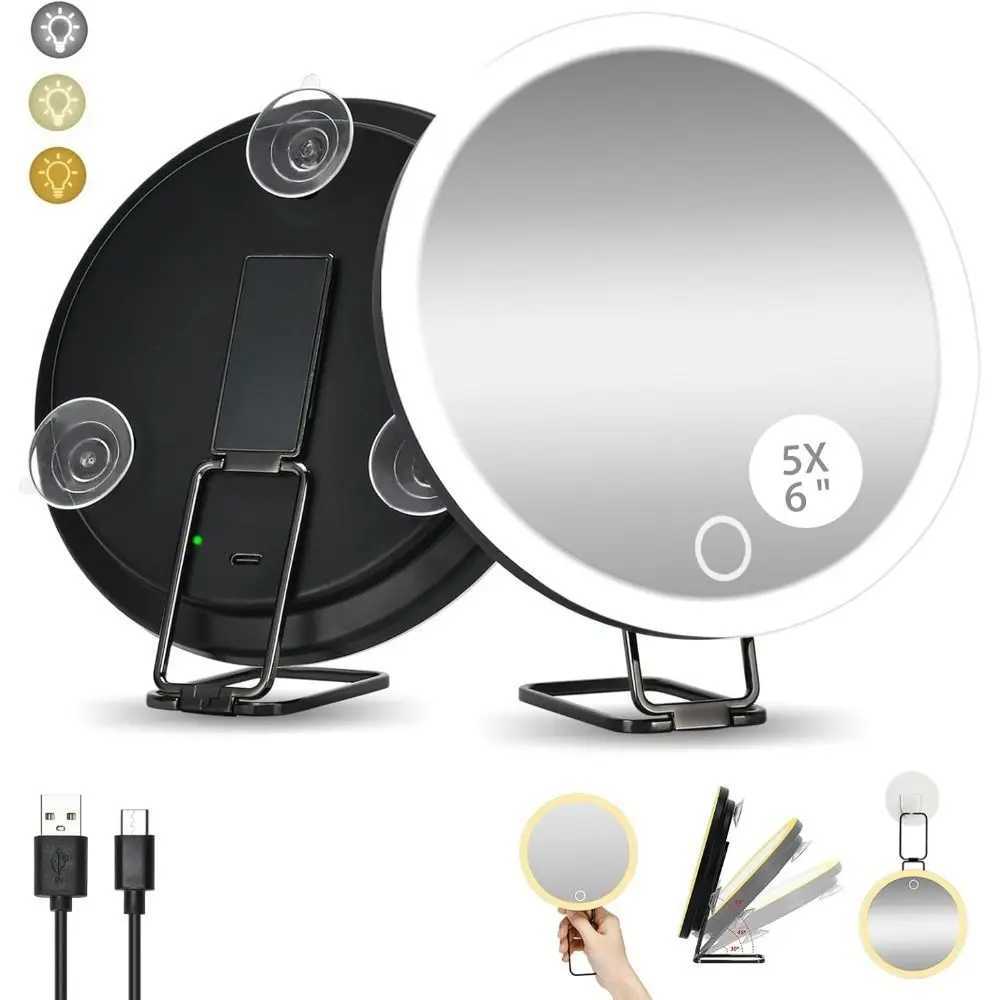360 Adjustable Stand Magnifying Mirror with Light HighDefinition Foldable Lighted Magnifying Glass Wall Hanging 5102030x C250916