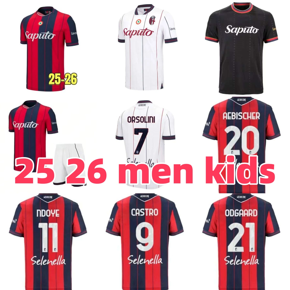 25 26 Bologna Soccer Jerseys CASTRO AEBISCHER MORO FREULER ORSOLINI CAMBIAGHI NDOYE DALLINGA FERGUSON FABBIAN Men Kids Kit Sets football Jersey