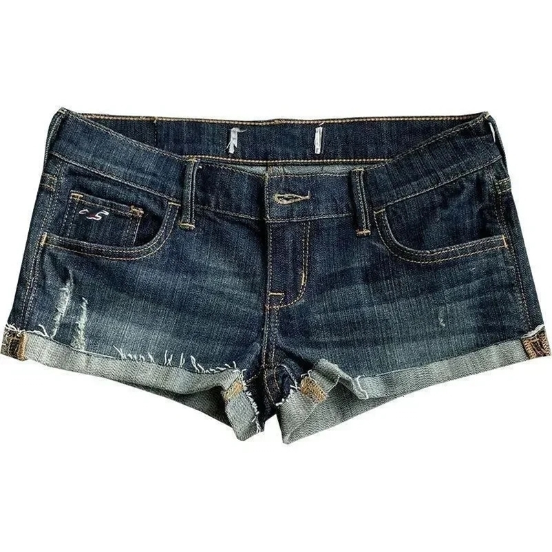 Womens Low Rise Elastic Tight Curled Denim Shorts Summer Girl Street Casual Hip Wrap Sexy Mini Shorts Female 250916