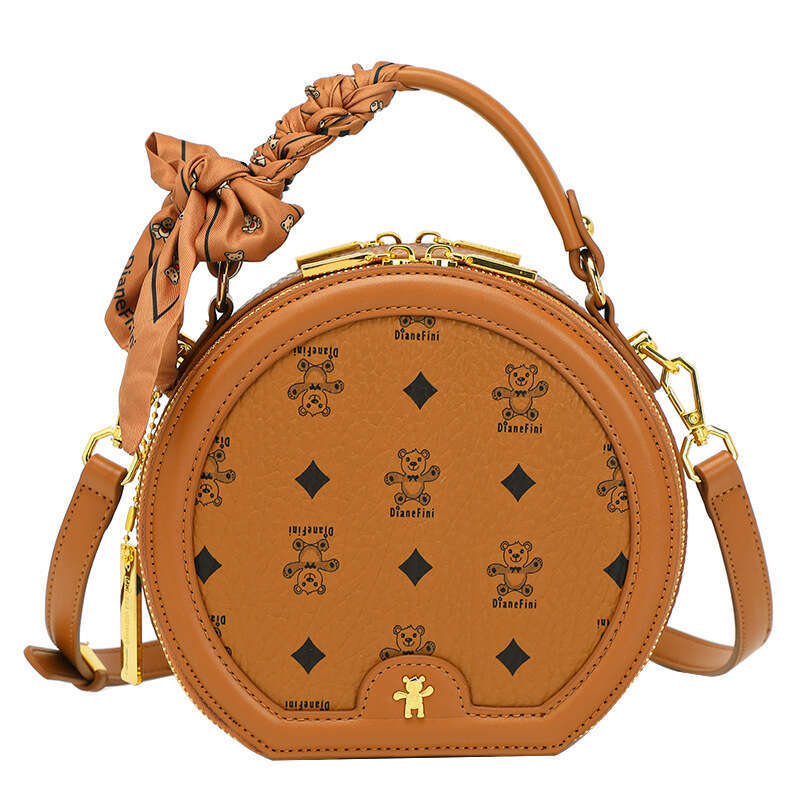Bear 2025 New Trendy Fashionable Elegant Light Luxury Niche High-end Round Handbag Crossbody Small Bag