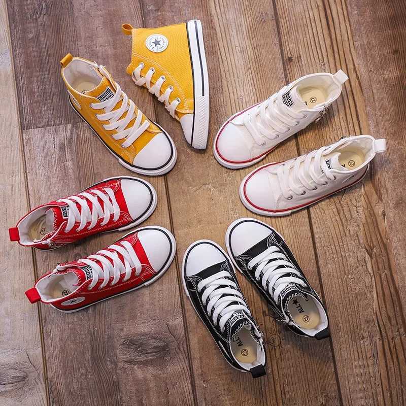 Childrens High Top Canvas Shoes Spring Autumn Casual Sle for Boys And Girls Baby White Sneakers Cfortable Fabric Footwear Y250916 XJ260303