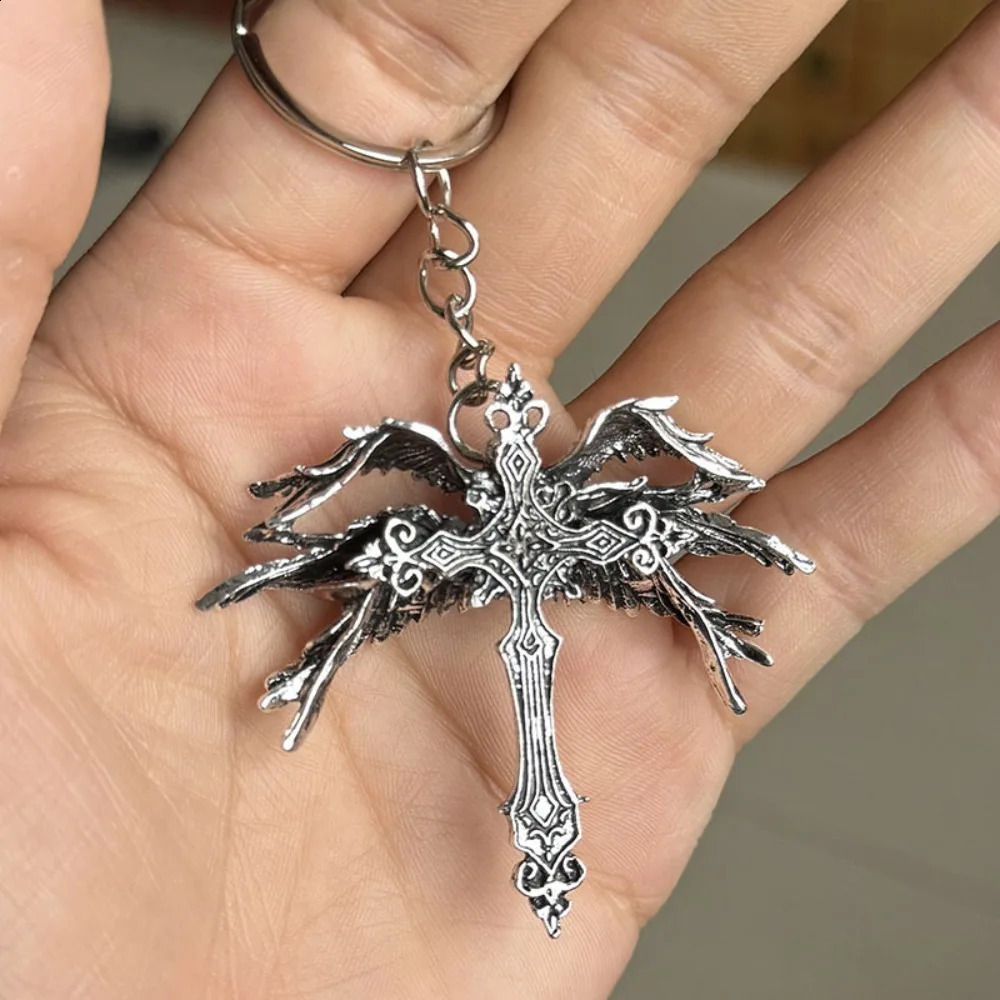 Retro Gothic Jesus Wings Cross Pendant Necklace Jewelry for Men Women Large Vintage Dark Punk Religious Amulet Necklaces Gifts 250915