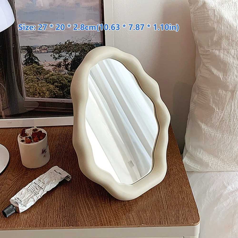 Cream Style Makeup Mirror Decorative Cloud Shaped Simple Hairdressing Wall Mirror French Irregular Standing Dresser Mirror C250916