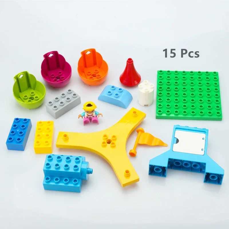 Big Building Block Ferris Wheels City Race Car Bus Amusement Park Compatible Duplo Educational Creative Toys Children Kids Gifts C250916