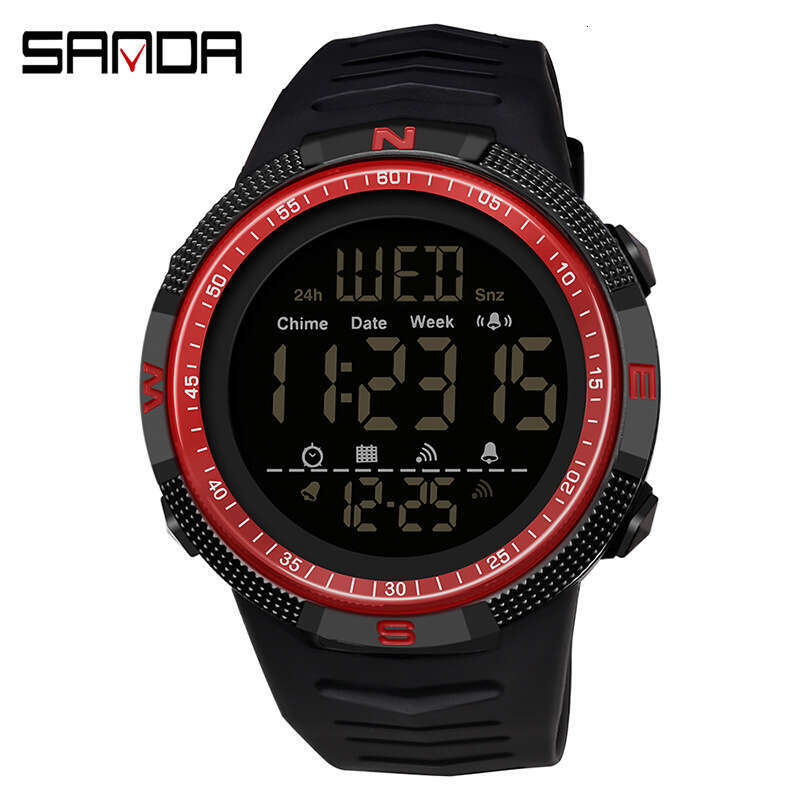 DHgargets Sanda 6014 Electronic Men's Single Display Fashion Trendy Middle School Student Wristwatch Luminous Waterproof Watch