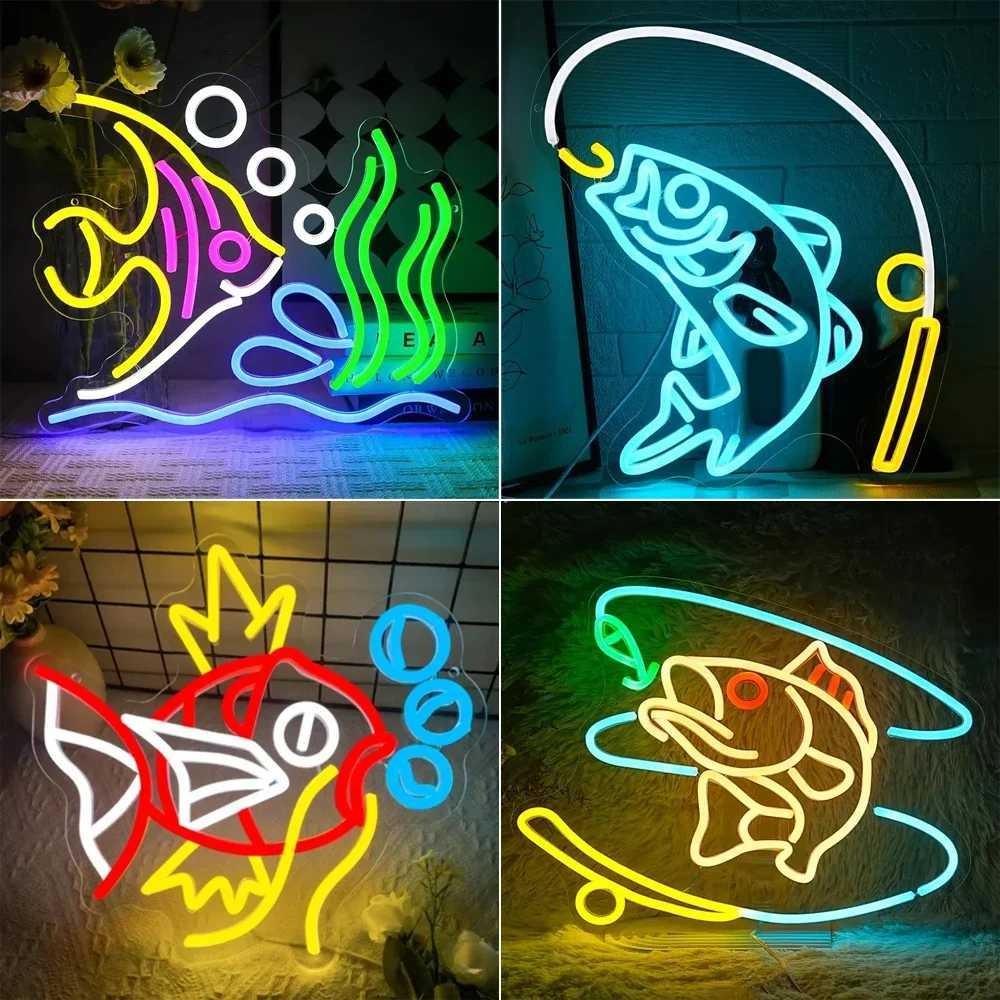 Fishing Neon Sign Dimmable Room Decoration Fly Fishing Neon Sign for Wall Decor Led USB Go Fishing Sign For Gear Store Y250916