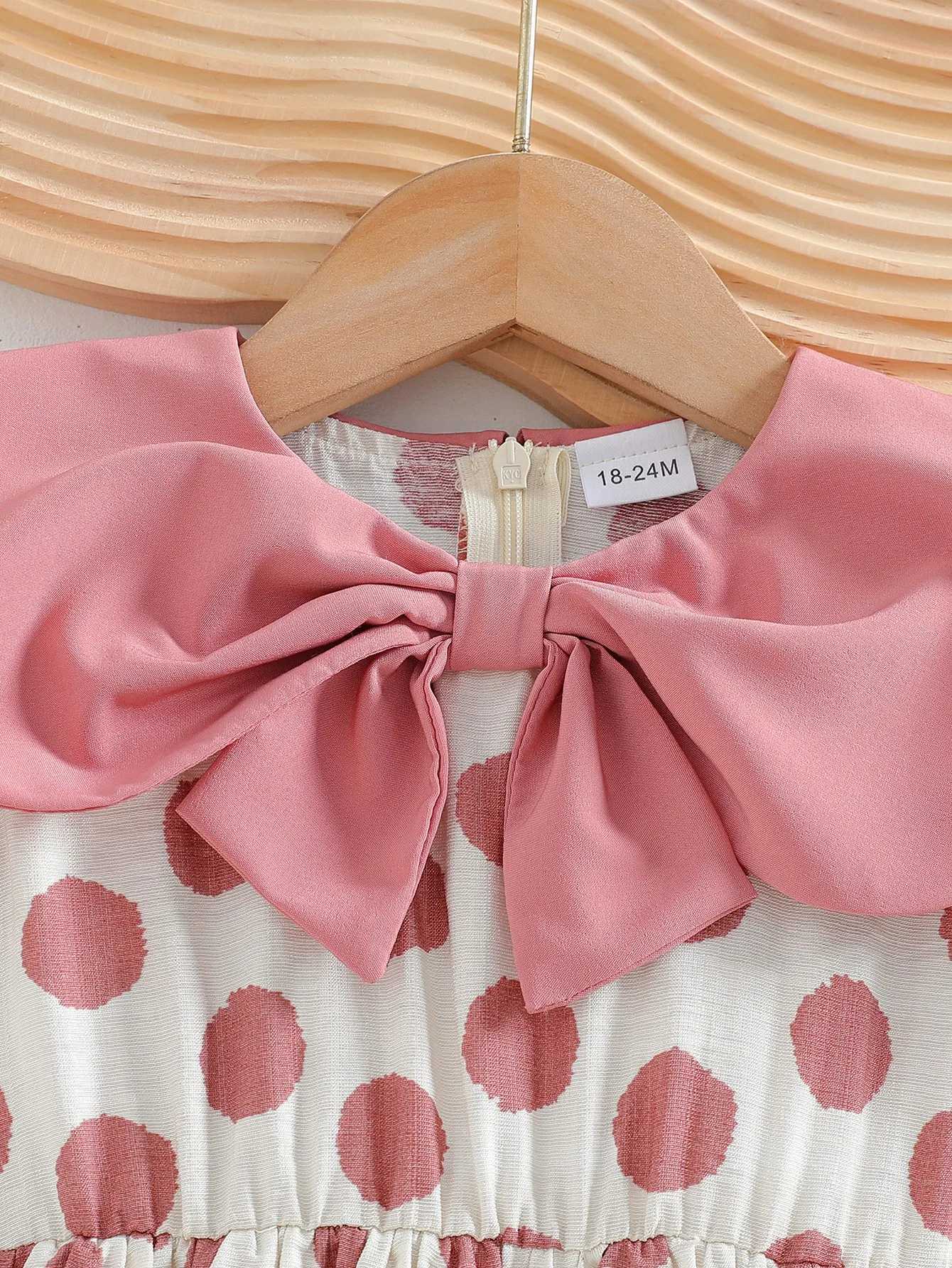 Body Girls Puff Sleeve Summer Oneck With Bow Polka Dot Princess Dresses Children Casual Clothes Fashion 26 Years C250916