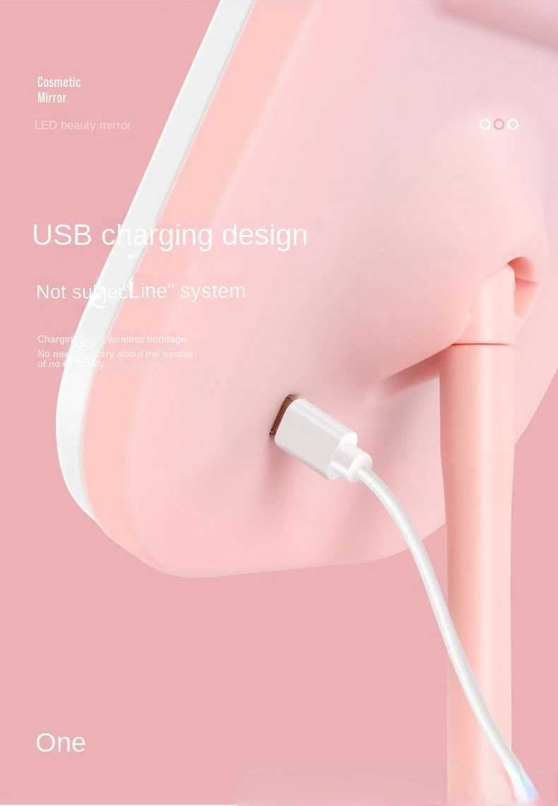 Led Vanity Mirror Intelligent Adjustable Monochrom3color Light Vanity Mirror Desktop Fill Light Mirror One Touch Charging Model C250916