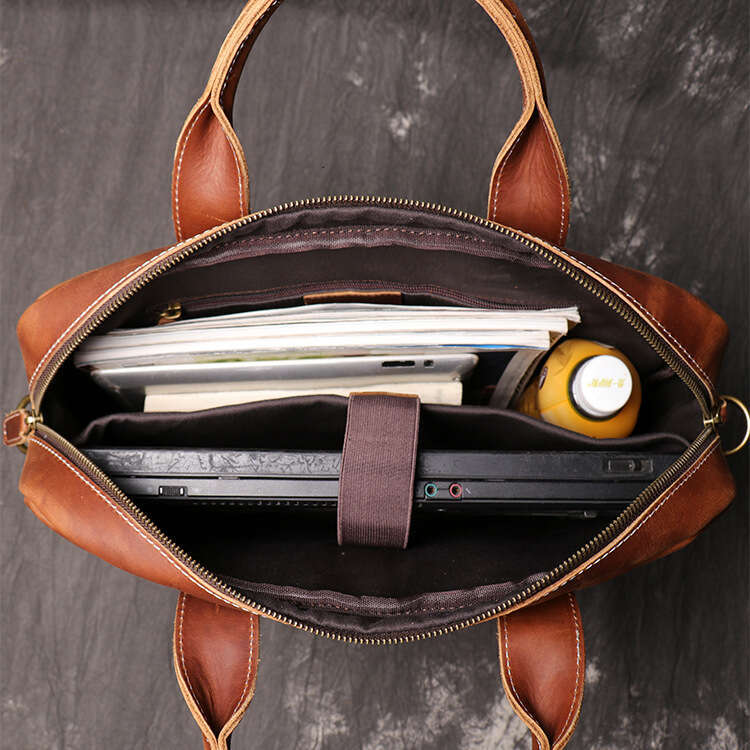 new genuine mens handbag crazy horse leather womens shoulder crossbody briefcase large capacity laptop bag