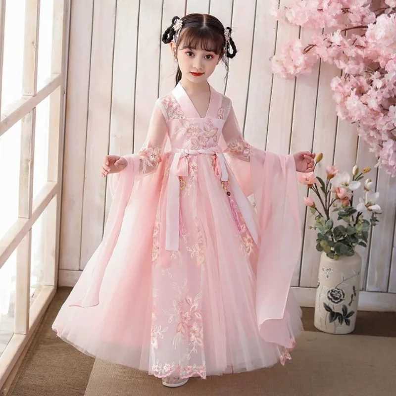 Fashion Girls Dresses Casual Outfit Long Sleeve Hanfu Girl Summer Children Clothes Princess Dress Baby Vestido Kids Tang Costume C250916