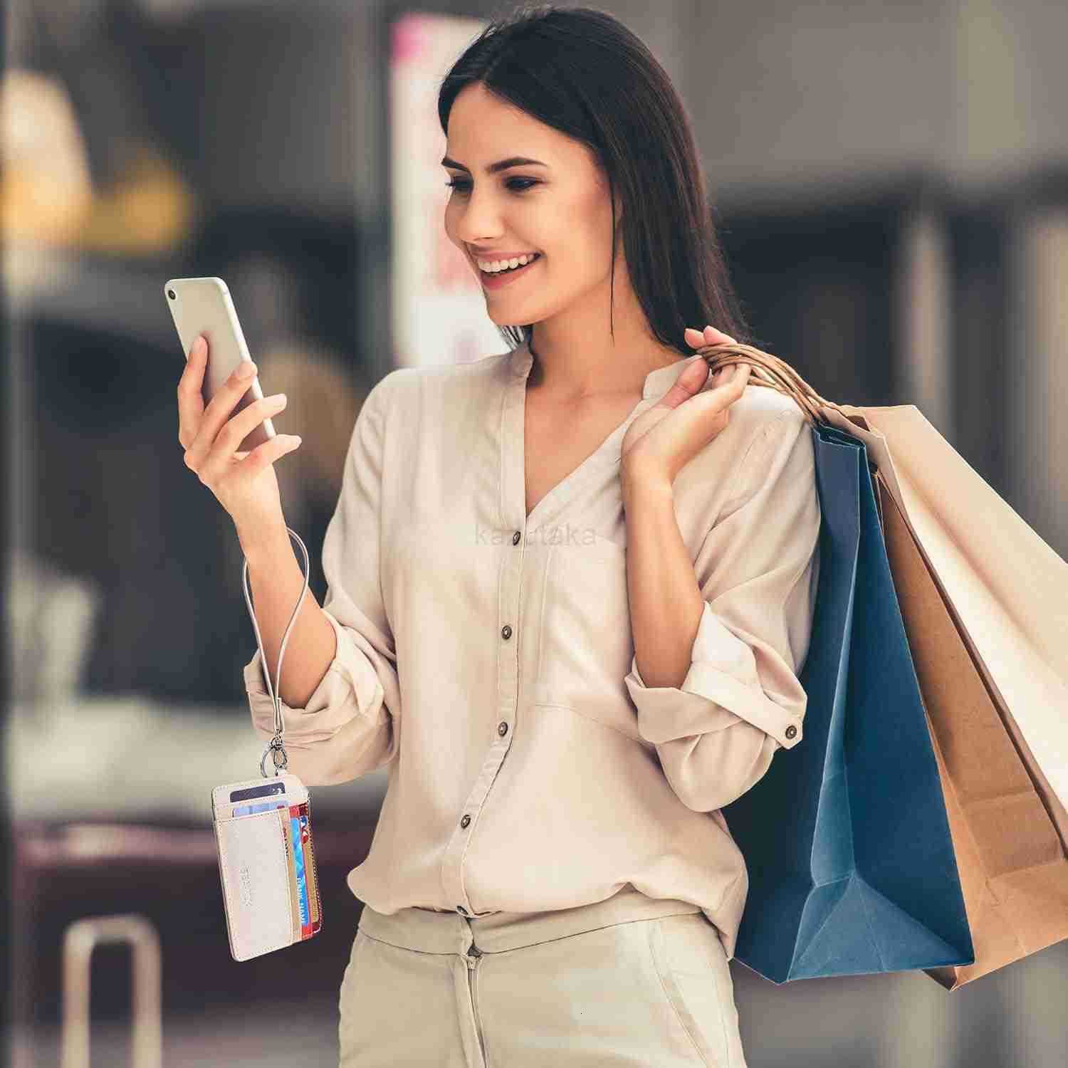 Small Wallet for Women Slim Wristlet Keychain Wallets RFID CARD Holder With Zipper Pocket ID Window Rainbow Pink Z250916