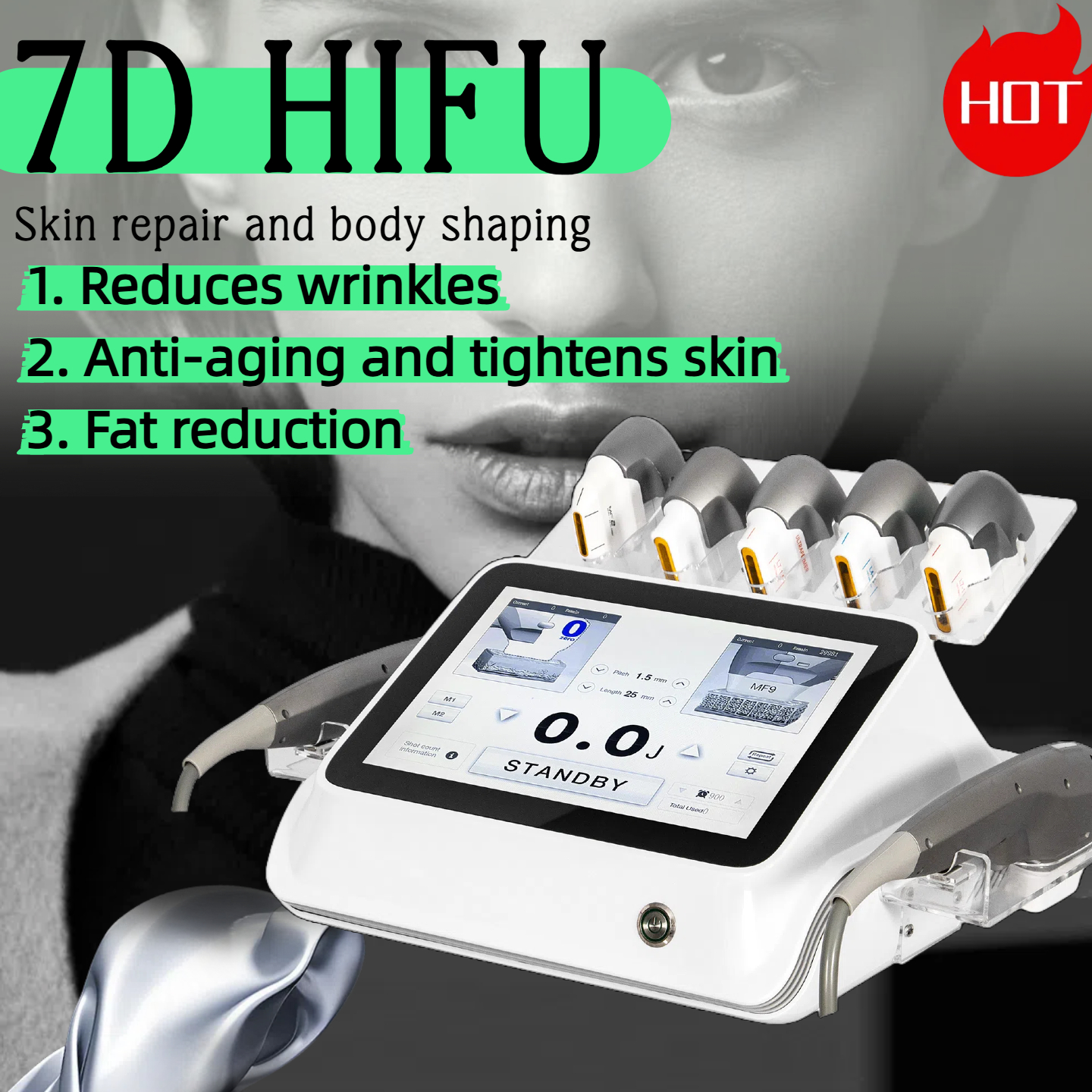 HIFU Intensity Focused Wrinkle Removal Machine Smas Treatment Body Neck Firming Beauty Salon Anti Wrinkle Device Slimming Body Sculpting Fat Loss Beau