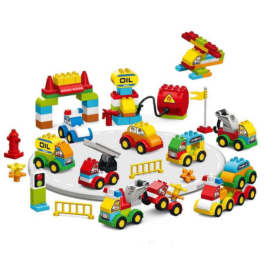 140Pcs Large Particles Duploed Car Squad Building Blocks DIY City Cars Educational Bricks Kids Toys For Children Gift C250916