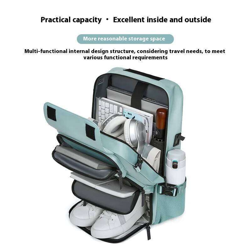 Large Boardable USB Charging Waterproof Outdoor Travel Backpack independent shoe compartment
