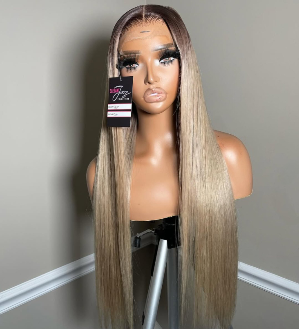 Ombre Dirty Blonde Bone Straight Lace Frontal Wig 13x6 HD Lace Human Hair Wig Ash Blonde With Dark Roots 13x4 Lace Front Wigs Brazilian Hair On Cleara