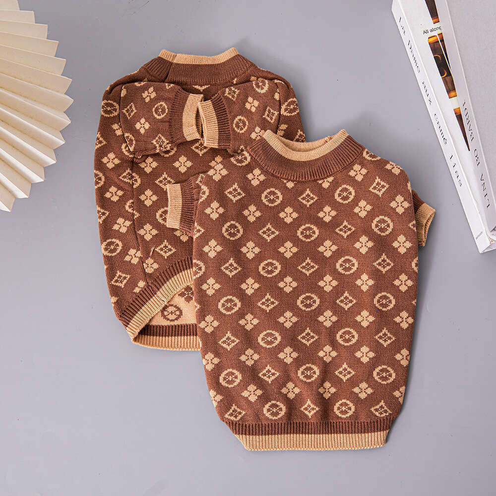 2025 new Designer Pets Clothes Small Jersey Wool Dog Sweater for Chihuahua York Bulldog Sphynx Cat Knitting Clothing Brown XXL Y262