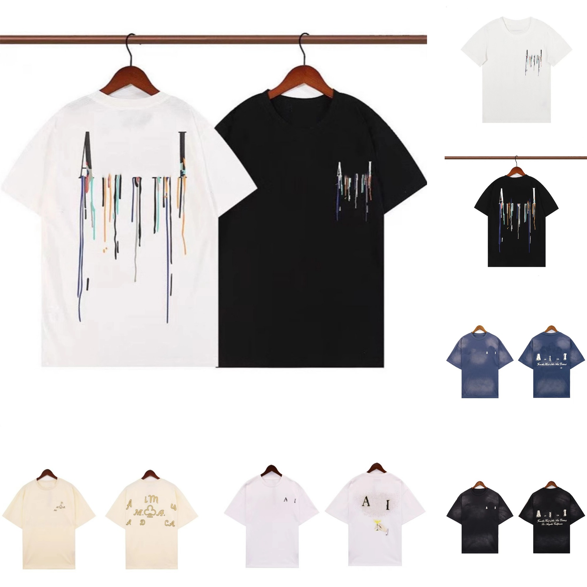 Designer Brand Street Trendy Brand Summer Colorful Letter Printed Short sleeved Cotton T-shirt for Men and Women, International Trade Hip Hop Loose