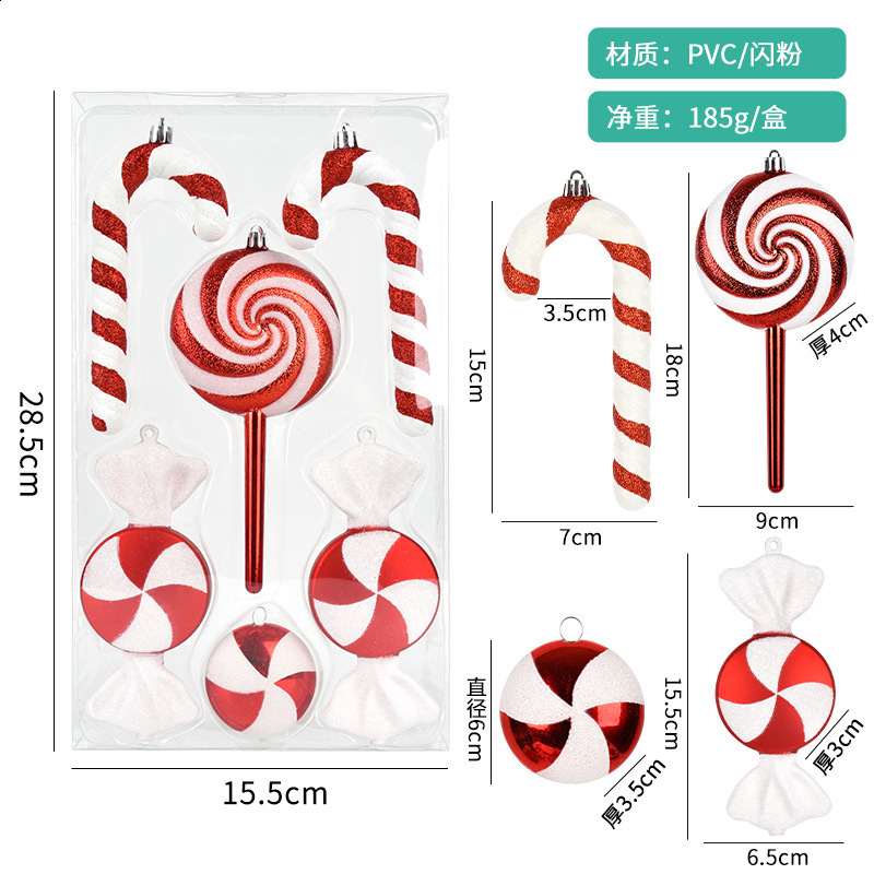 Decorative Red and White Painted Candy Set Hanging Ornaments Festival Scene Atmosphere Arrangement