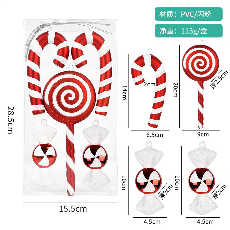 Decorative Red and White Painted Candy Set Hanging Ornaments Festival Scene Atmosphere Arrangement