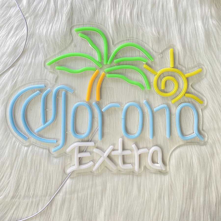 Palm Tree Corona Extra Beer Neon Sign for Home Bar Man Cave Pub Store Party Club Bistro Light Up Bar Neon Signs for Wall Decor Y250916