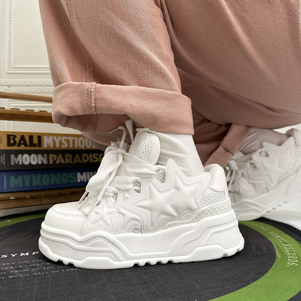 Langzu Free shipping premium feel Sneakers Boai White Thick-Soled Bread Couple Height Increasing Thickened Casual Sports Star Men's Shoes