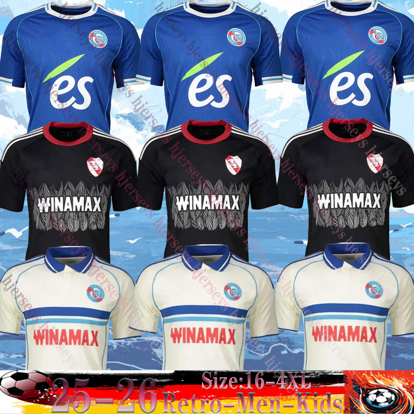 RC Strasbourg Alsace EMEGHA soccer jerseys 25 26 BAKWA FELIX LUKOVIC maillot de foot 2025 2026 MOREIRA JR SAHI DION DIARRA SYLLA shirt Men Kids Kit THOMASSON ELLEGARDE