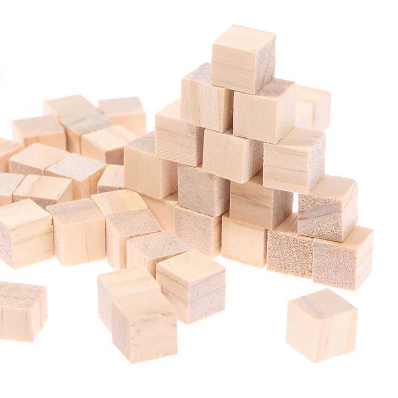 100Pcs Unfinished Blank Mini DIY Wooden Square Blocks 1cm Wood Solid Cubes for Woodwork Craft Kids Toy Puzzle Making Material C250916