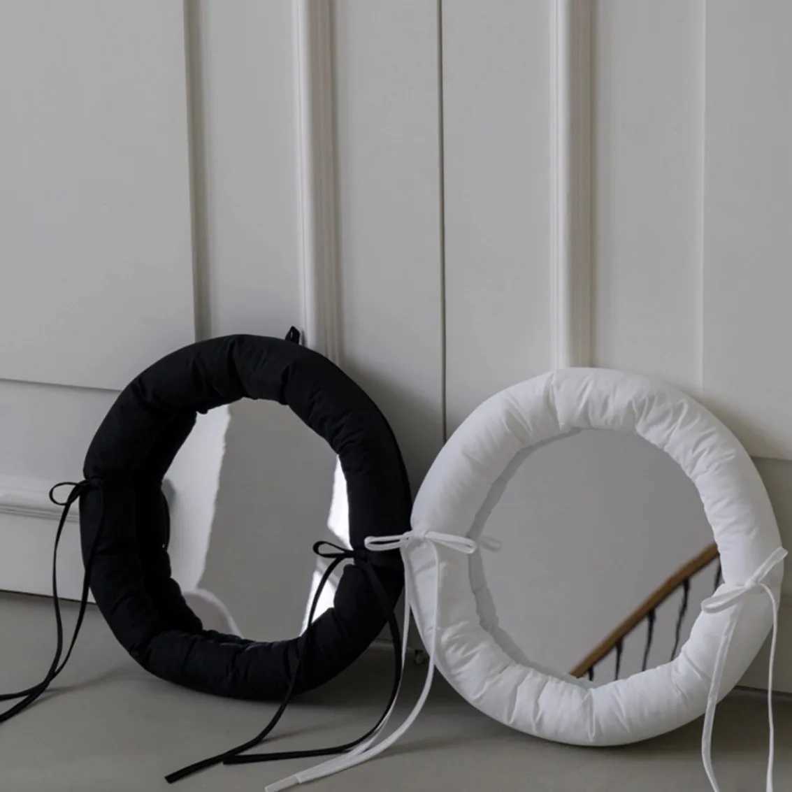 1pc Unique and Atypical Photo Props Decorative Mirror Designer Creative Wall Hanging Cotton Fabric Mirror Simple Pure Color Home C250916