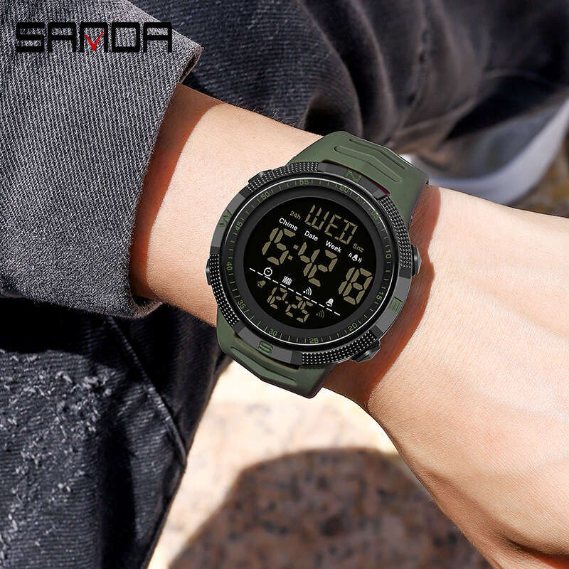 DHgargets Sanda 6014 Electronic Men's Single Display Fashion Trendy Middle School Student Wristwatch Luminous Waterproof Watch