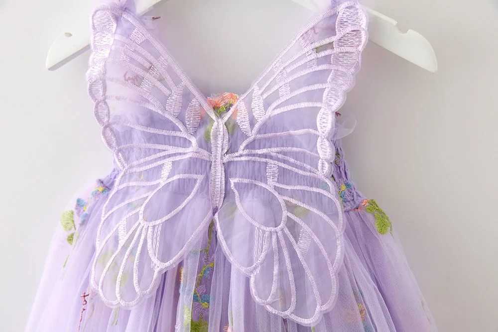 Baby Girls Flower Butterfly Embroidery Sleeveless Princess Dress Toddler Kids Birthday Baptism Clothes Summer Girls Dress 15Yrs C250916