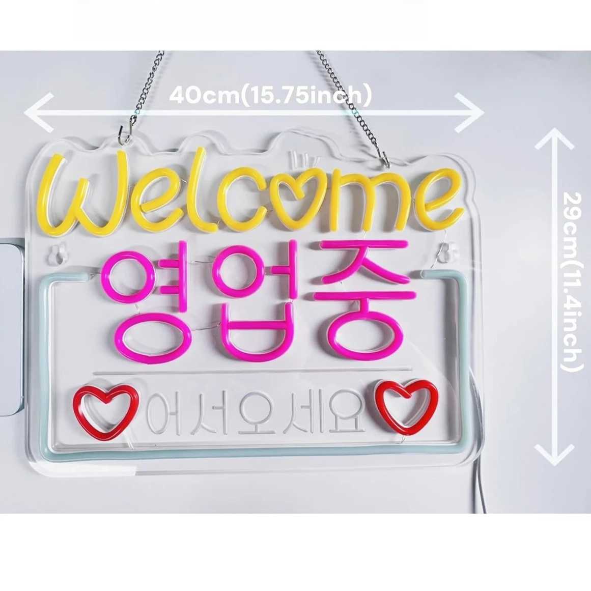 Korean Welcome on Sale Neon Sign Neon Light Hanging for Restaurant Store Salon Shop Cafe Bar Market Party Decor USB Dimmable Y250916