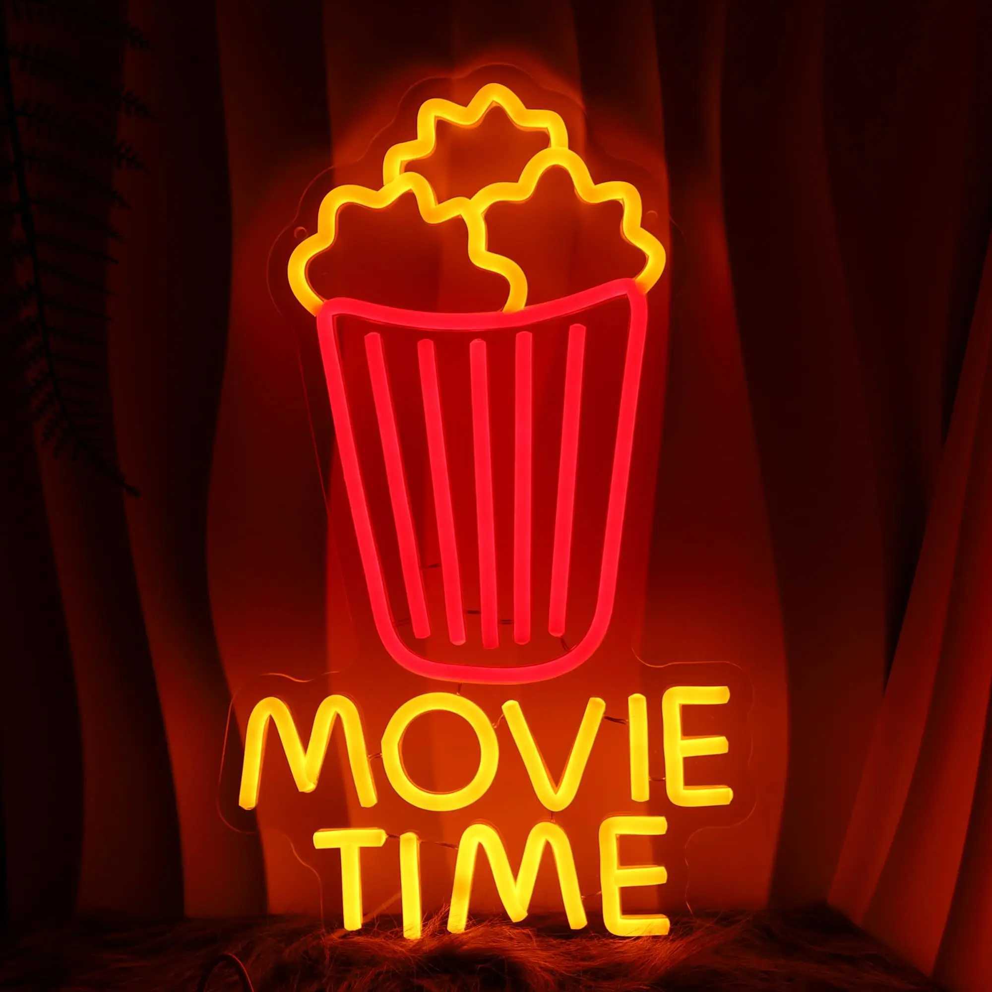 Popcorn Box Neon Sign Cinema LED Light for Wall Decor Dog Popcorn Neon Light Dimmable USB Neon Lights for Film Room Y250916
