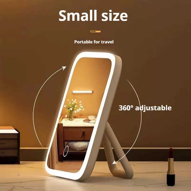360 rotatable Makeup Mirror Lamp 5X Magnification 3 Color LightsAdjustable Brightness Height Standing Cosmetic Mirror C250916