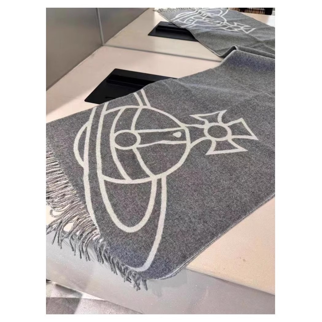 Designer Fashion Dowager Grand Scarf for Women Autumn Winter Wool Shawl Saturn Embroidery 1ed