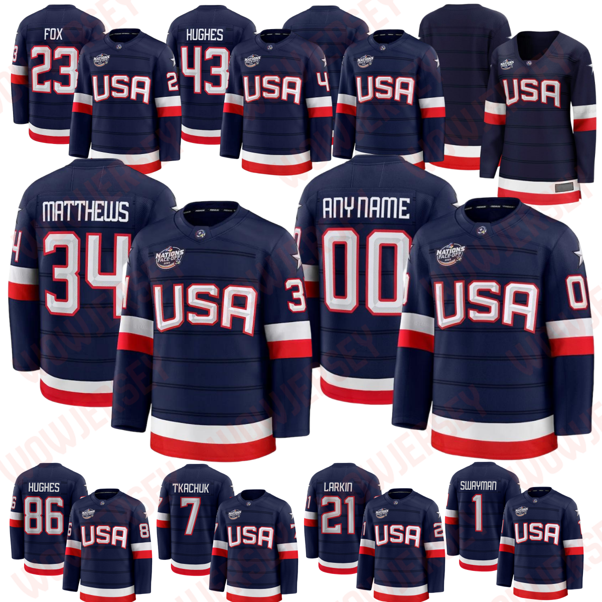 2025 4 Nations Face-Off Jersey USA Matt Boldy Jack Eichel Jake Guentzel Chris Kreider JT Miller Brock Nelson Adam Fox Brady Tkachuk Matthew Tkachuk jerseys