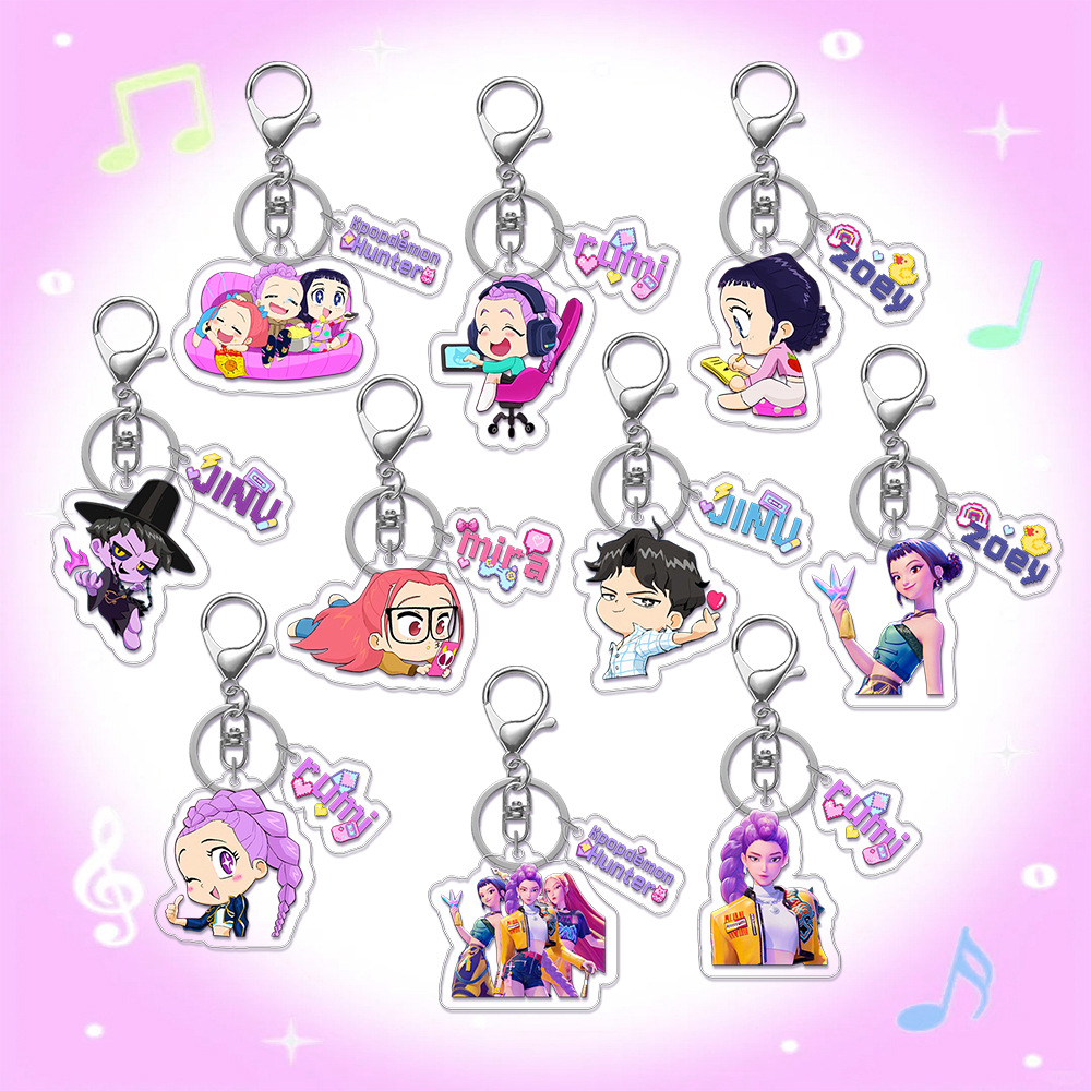 Kpop Demon Hunters K-POP peripheral finely Anime Pendant Keychains Holder Car Key Ring Mobile Phone Bag Hanging Cute Kawaii