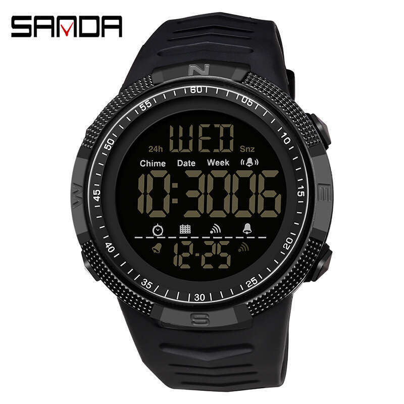 DHgargets Sanda 6014 Electronic Men's Single Display Fashion Trendy Middle School Student Wristwatch Luminous Waterproof Watch