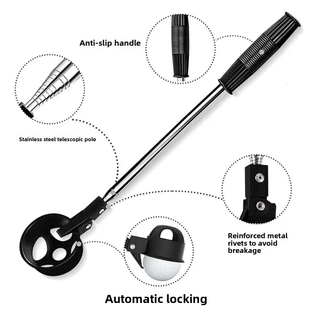 Golf Picker Retractable Golf Ball Retriever Portable Stainless Steel Golf Ball Pickup Tool with Automatic Locking Spoon Water250915