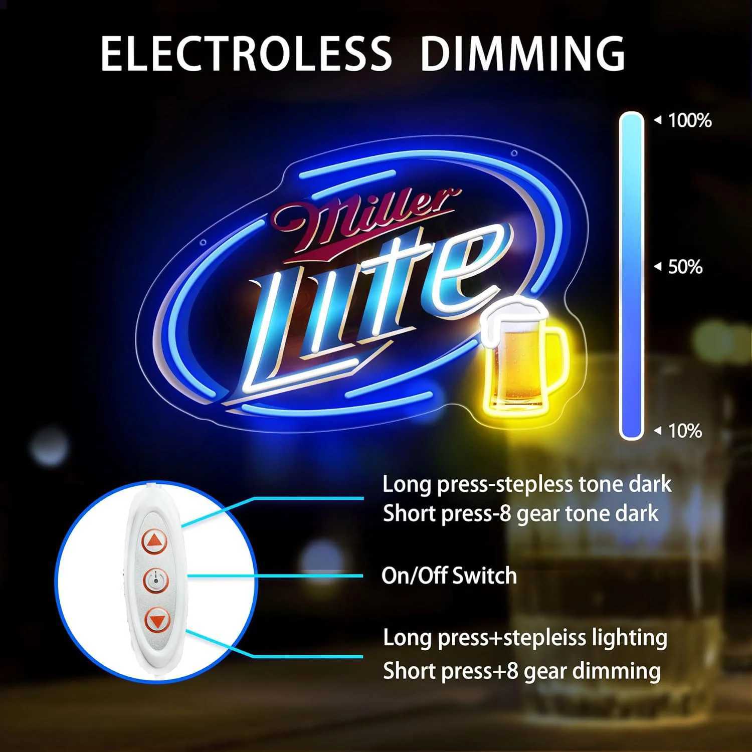 1pc Beer LED neon sign decoration board used for bedroom party bar store mens cave dimmable wall decoration neon sign Y250916