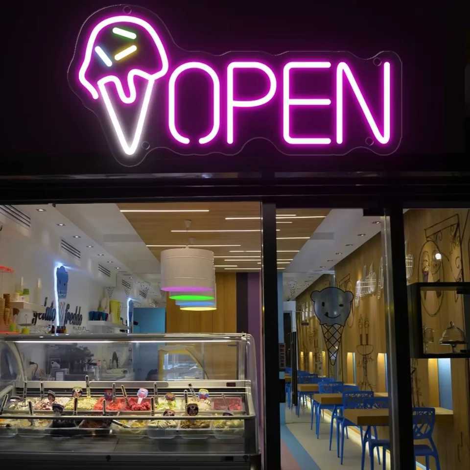 Dessert Food LED Neon Sign Lights Coffee Ice Cream Cocktail Tacos Lamps For Fast Food Restaurants Snack Bar Wall Decor lights Y250916