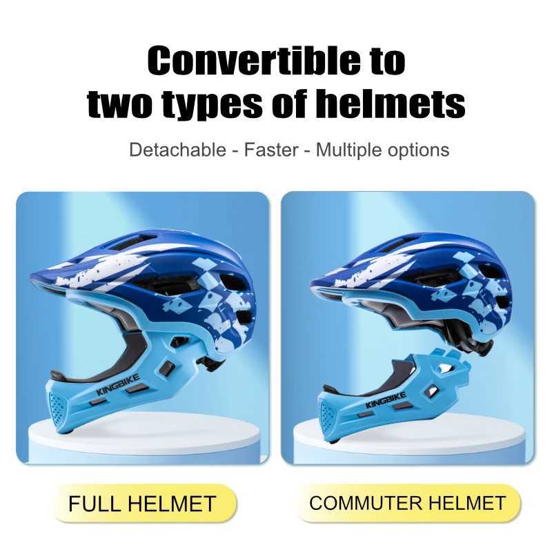 KINGBIKE Kids Detachable Full Face Helmet Road Mountain Balance Bicycle Helmet Downhill Scooter Children Cycling Safety Helmets J250916