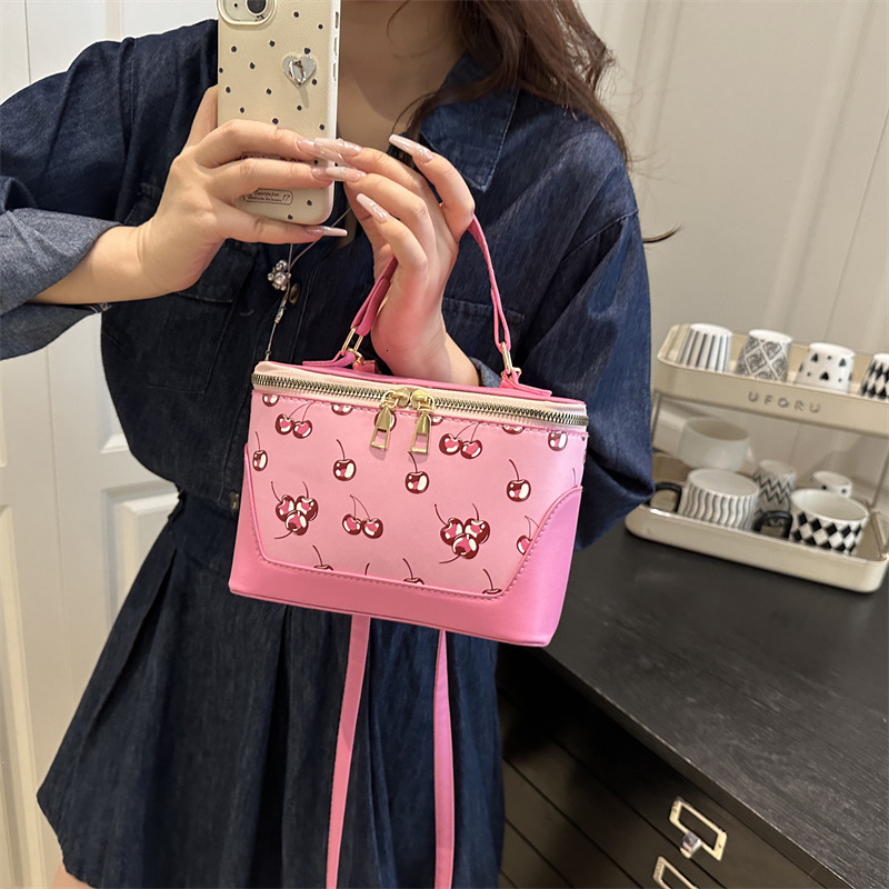 Fashion cherry blossom print large capacity travel new box design shaped handbag women s shoulder bag travel women s crossbody bag autumn new designer