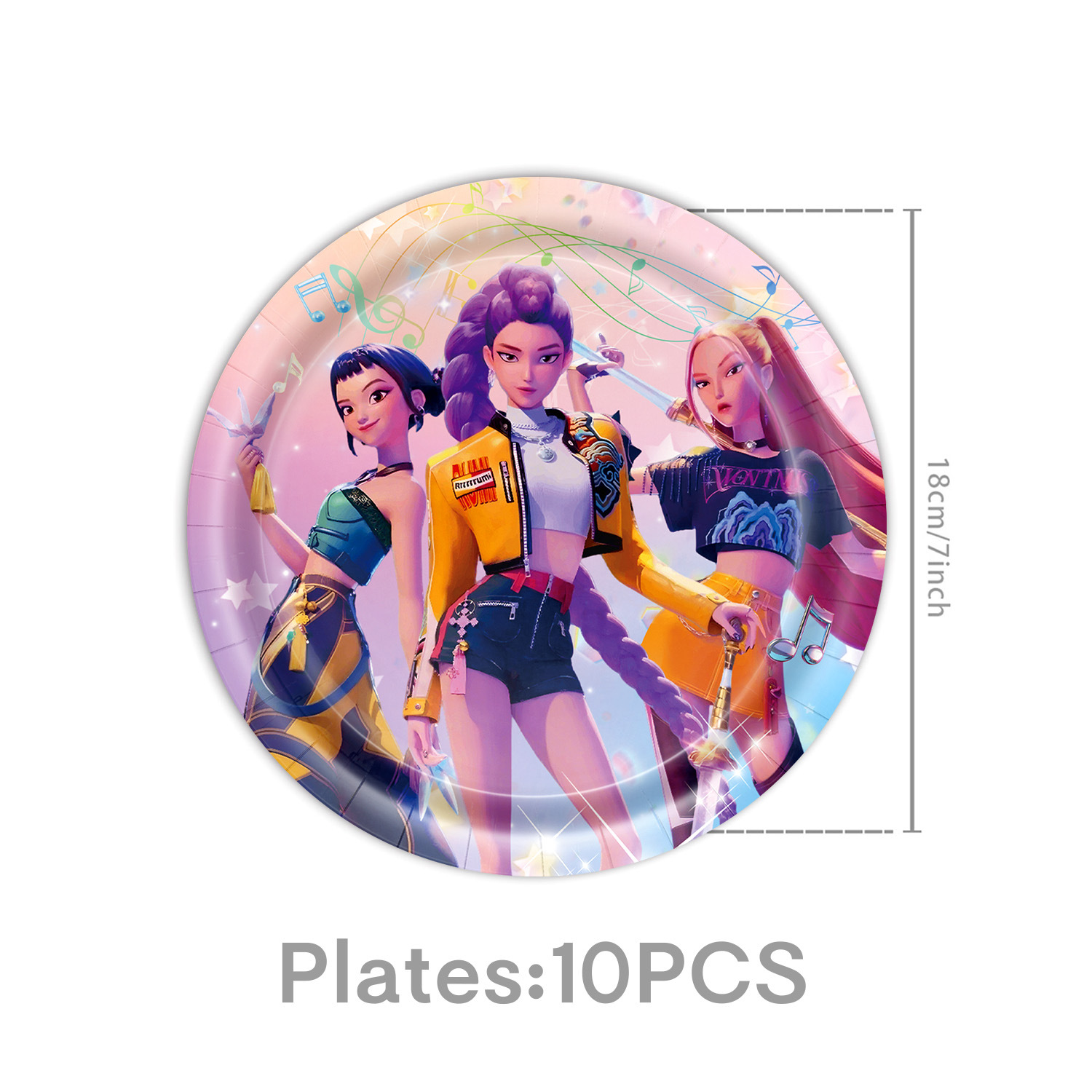 KPop Girl Demon Hunter Birthday Party Decorations Purple Disposable Tableware Anime Pink Balloons Backdrop Banner Cake Toppers Decor