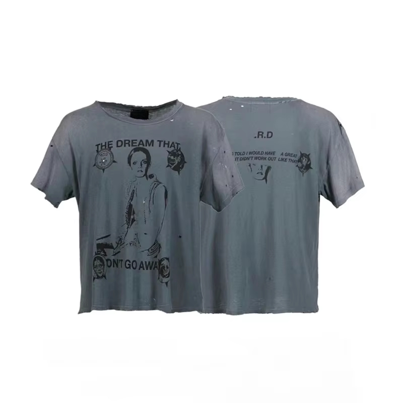 2026SS Top Ripped Graffiti Letter Print T-shirts Cotton O-Neck New Arrival Men Women Short Sleeve Tee