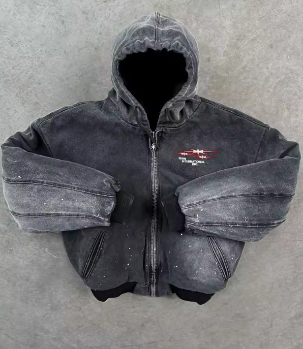 Men's Hoodies Divin by DIVIN New Street Zipper Hoodie Men s Original Retro Embroidery Washed Long Sleeve Coat men's High Street Hip Hop Goth