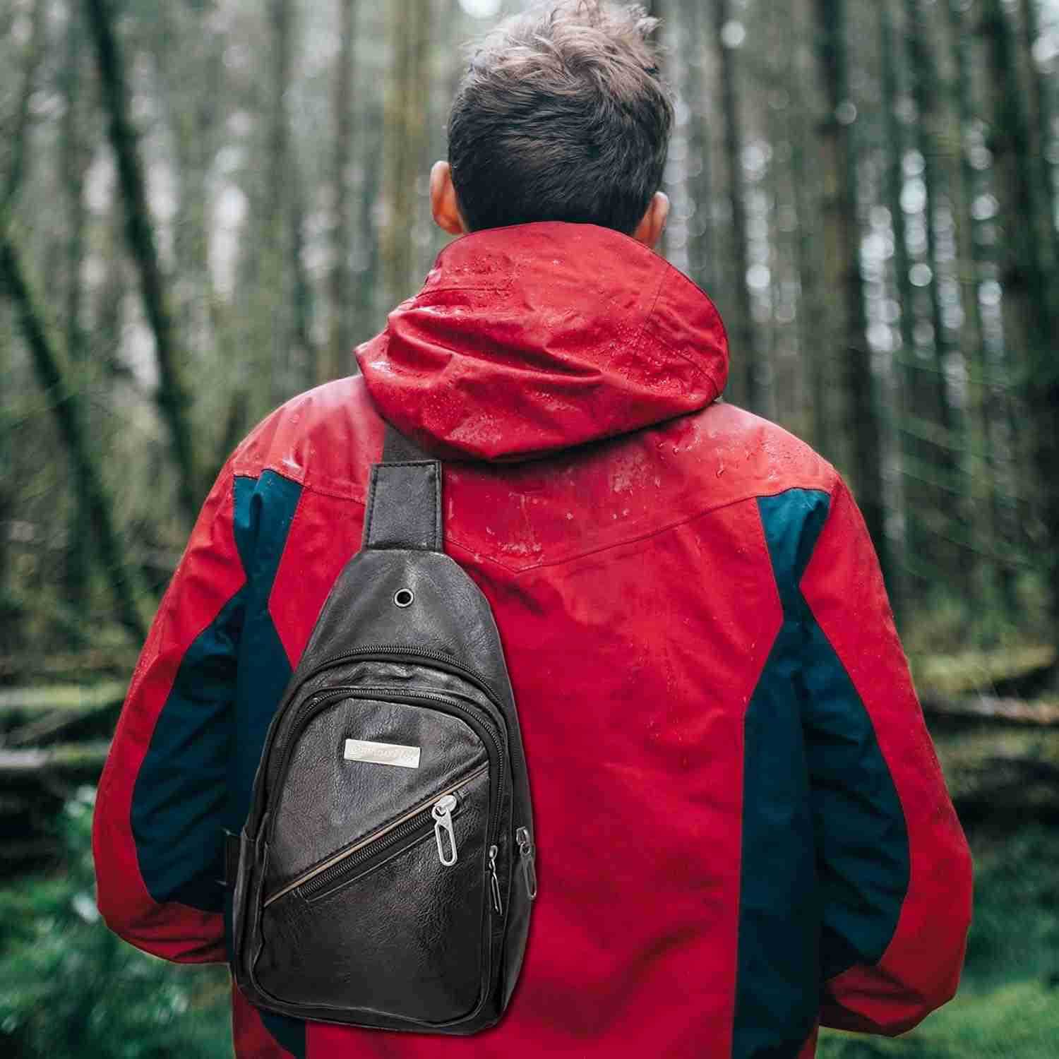 QuneusHot 2Pcs Sling Bags for Crossbody Small Leather Backpack Anti Theft Casual Chest Bag Travel Hiking for Men Women Z259016