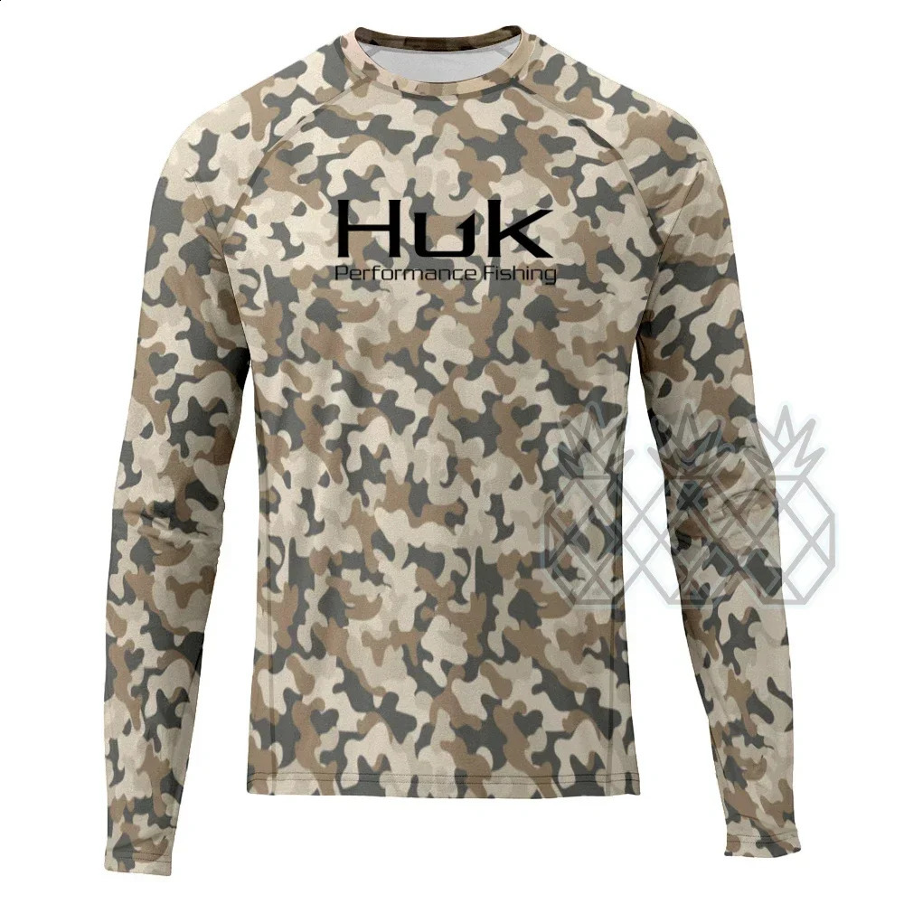 HUK Fishing Shirts Performance Apparel UPF50 Sunblock Fishing Clothing Long Sleeve Camouflage Fishing Wear Camisa De Pesca 250915