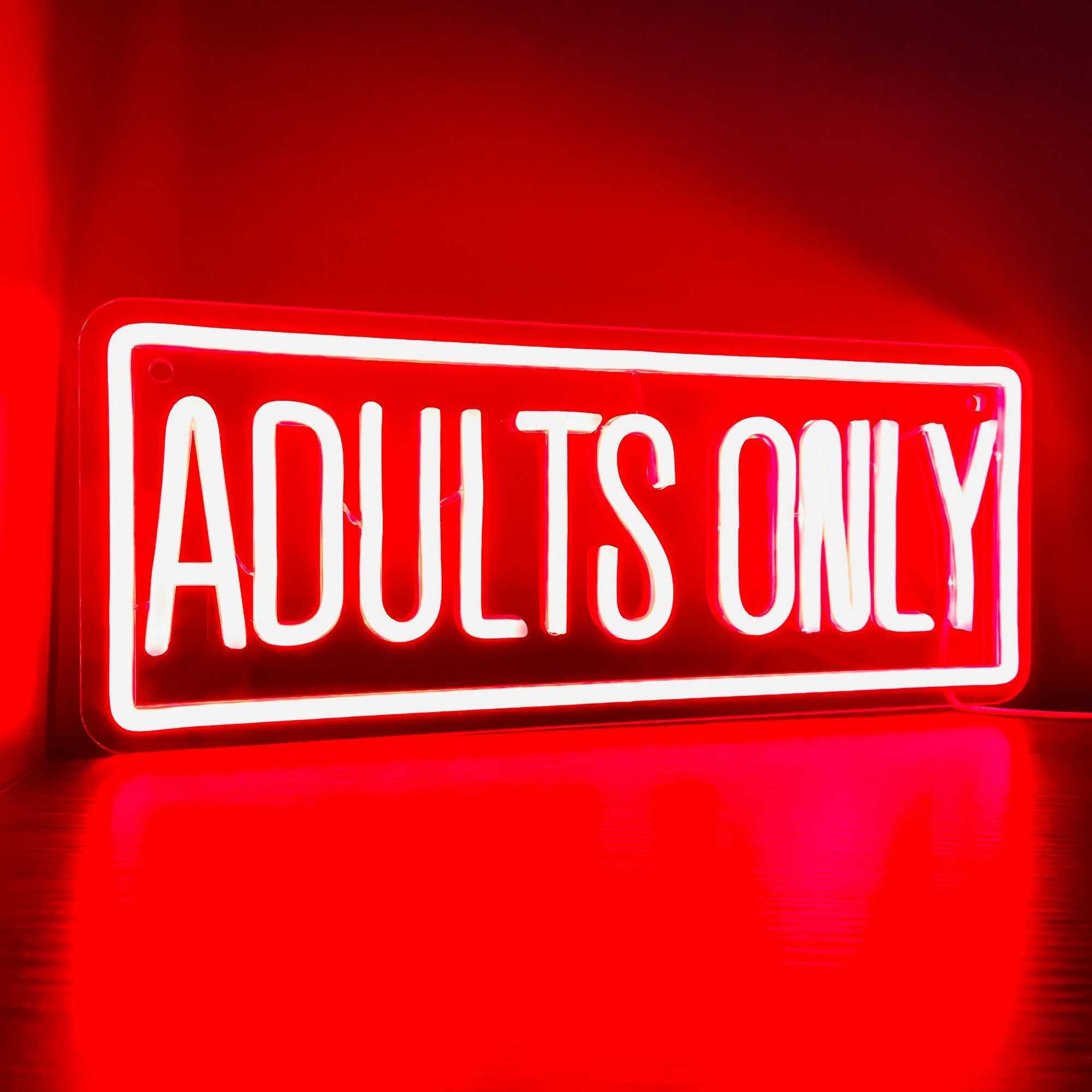 Bold Red Adults Only Neon Sign Versatile Wall Decor for Party Bedroom Man Cave USBPowered Y250916